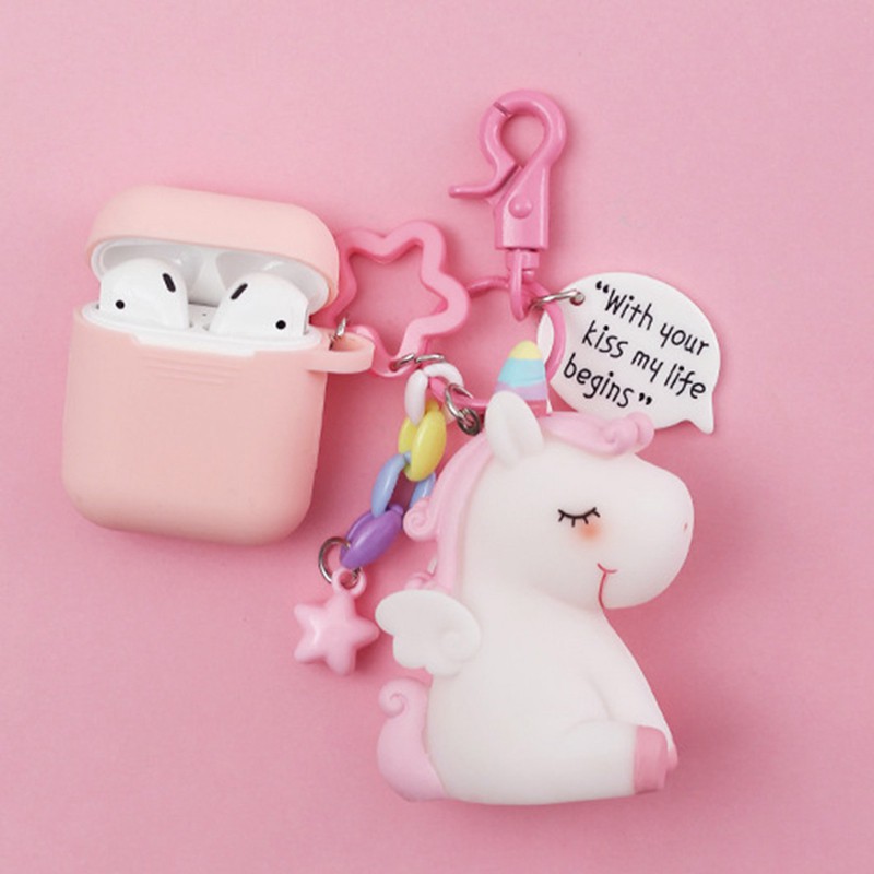 Keychain unicorn Apple Airpods case Silicone protective cover for i9 i10 i11 i12 i13