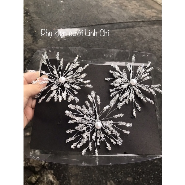 set 3 cài pha lê sáng đẹp. phụ kiện cài tóc cô dâu
