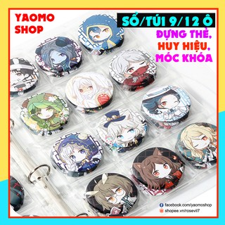 Trang sổ đựng huy hiệu, móc khóa, postcard manga anime, album đựng tranh ảnh - túi / trang 9 ô, 12 ô