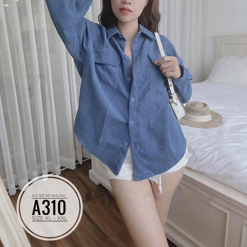 Bigsize Áo sơ mi nhung A310
