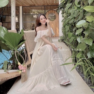 Đầm Maxi Tơ Bèo Vai Dáng Dài Hàng Đẹp 2 Lớp Mềm Mại✌️Ảnh Thật