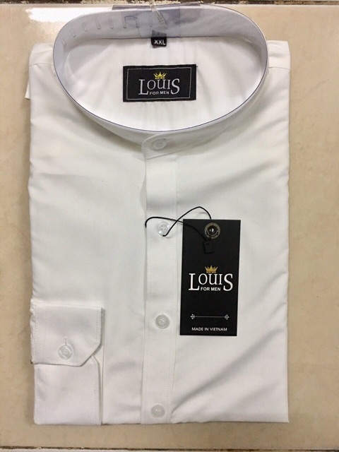 Áo sơ mi dài tay áo kiểu nam công sở hàn quốc đẹp Áo Sơ Mi nam cổ tàu màu trắng LSM002