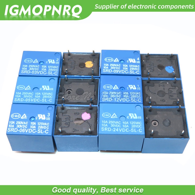Bộ 5 Rơ Le SRD-03 05 06 09 24 12VDC-SL-C 5PINS 3V 5V 6V 9V 24V 12V Chất Lượng Cao