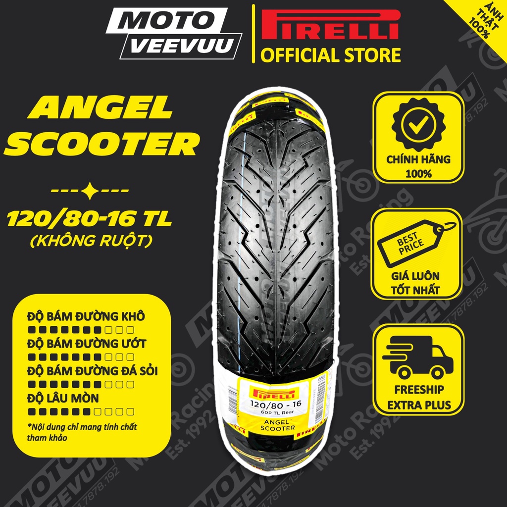 Vỏ lốp xe máy PIRELLI 120/80-16 TL Angel Scooter (Lốp không ruột)
