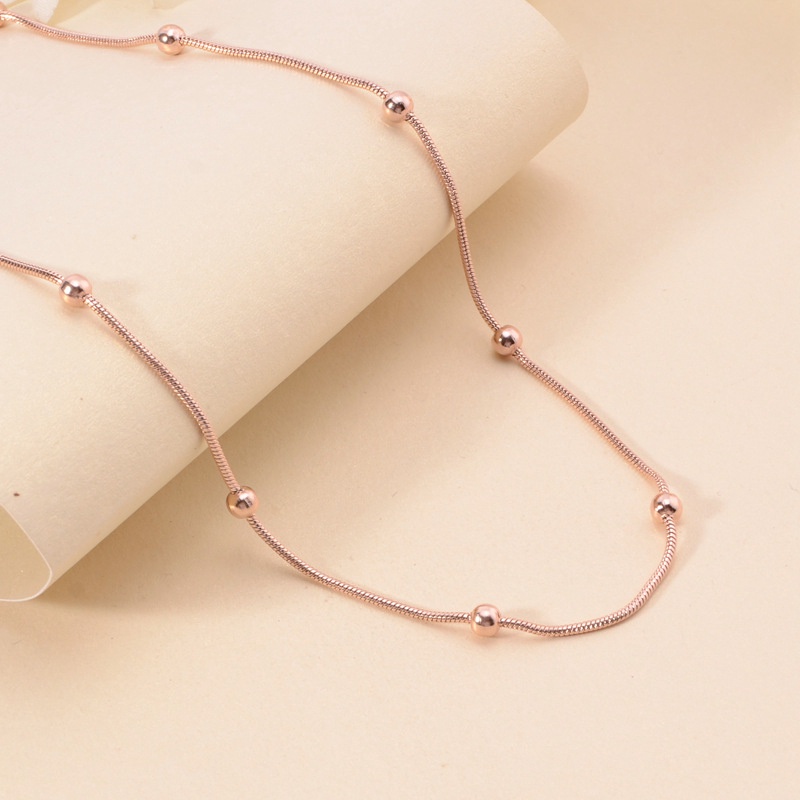 Dây Chuyền Thép Titan Mạ Vàng 18K Đính Hạt Tròn Phong Cách Mới