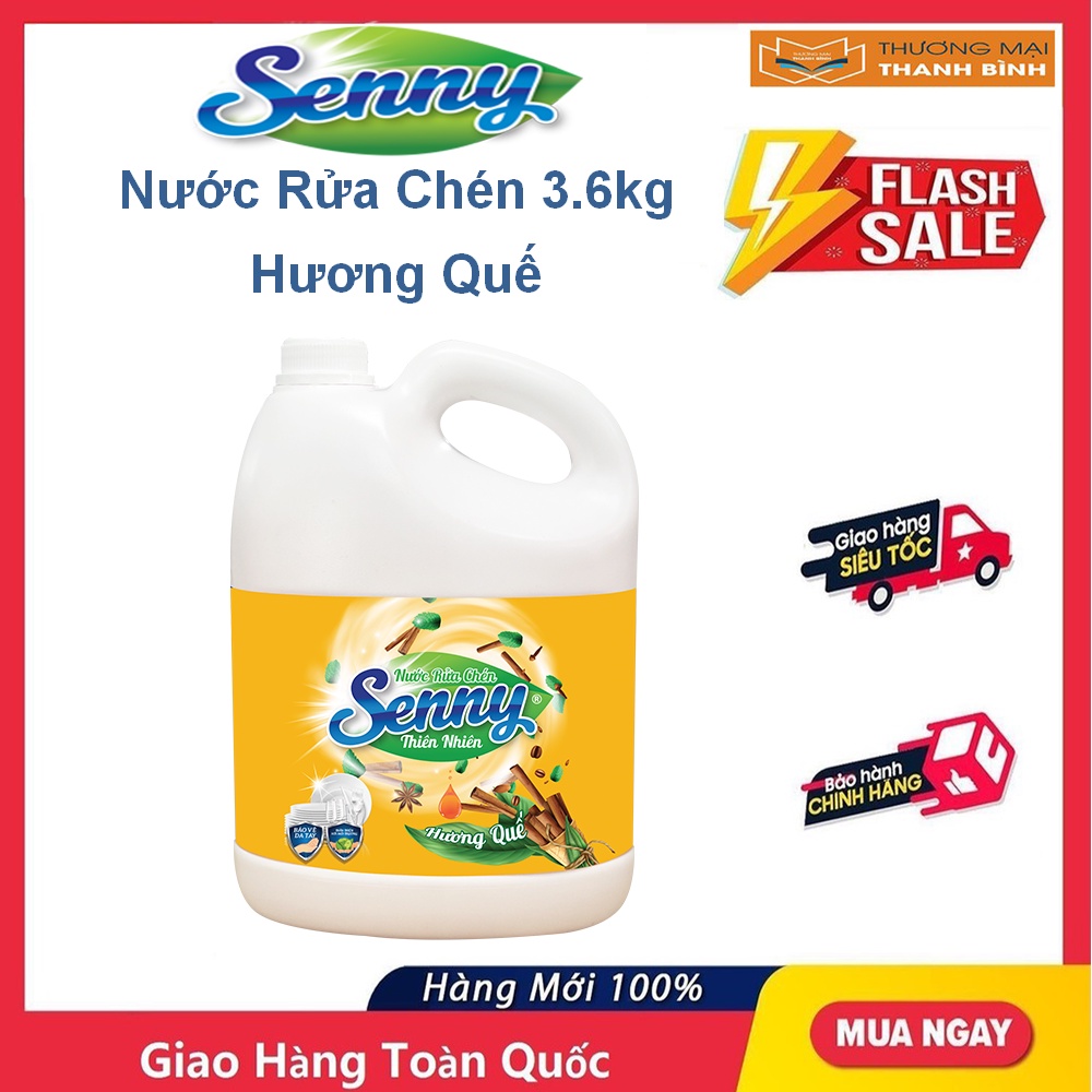 NƯỚC RỬA CHÉN SENNY MUỐI KHOÁNG LÔ HỘI 3.8KG, HƯƠNG QUẾ 3.6KG