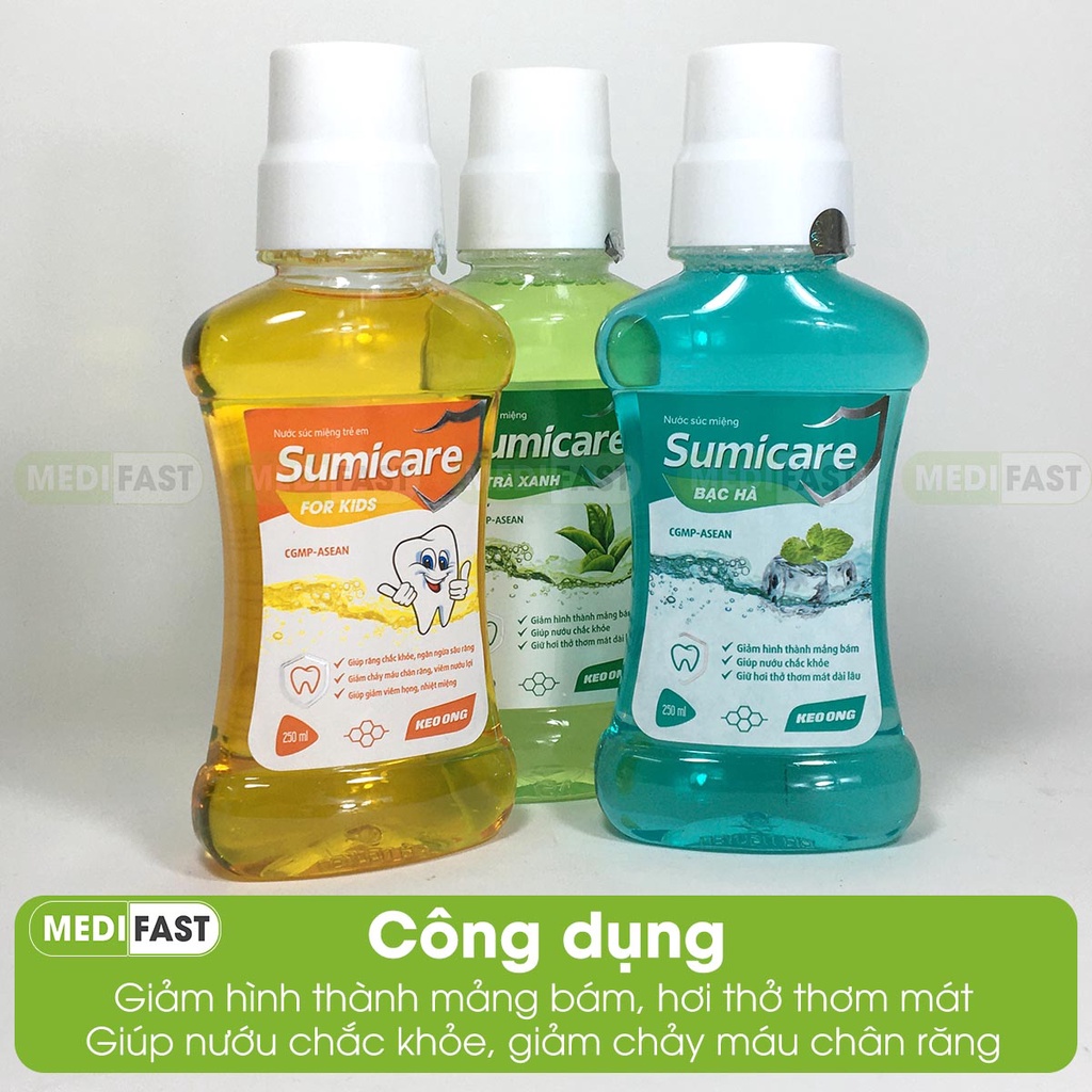 Nước súc miệng Sumicare - hết hôi miệng - Chai 250ml, cho cả người lớn và trẻ em