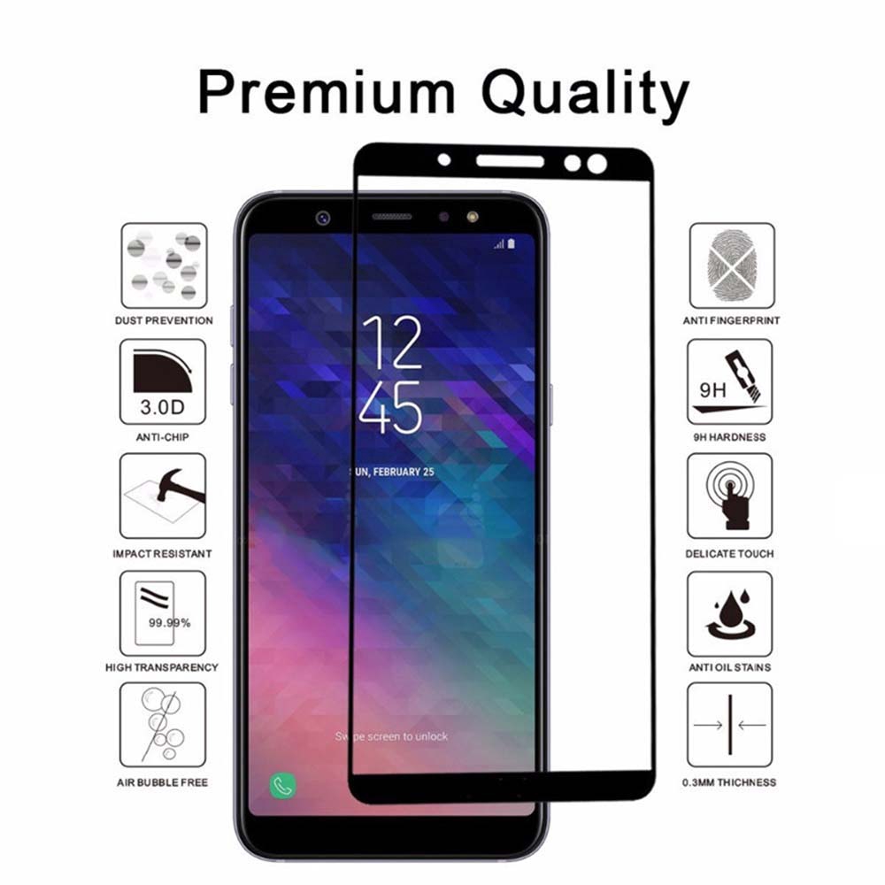 Samsung Galaxy A7 A6 A6+ A8 A8+ A5 A9 2018 A7 A5 A3 2017 9D Full Cover Tempered Glass Screen Protector Protective Glass