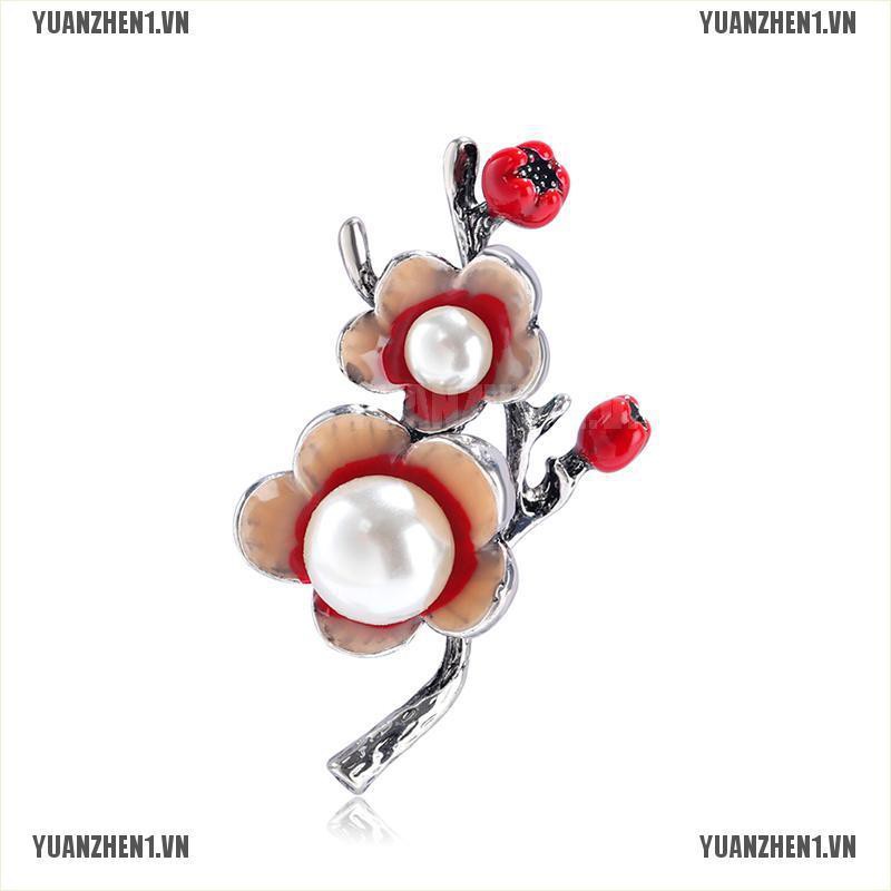 [YUANZHEN1] Trâm Cài Áo Hình Hoa Ngọc Trai Tráng Men Cho Cô Dâu