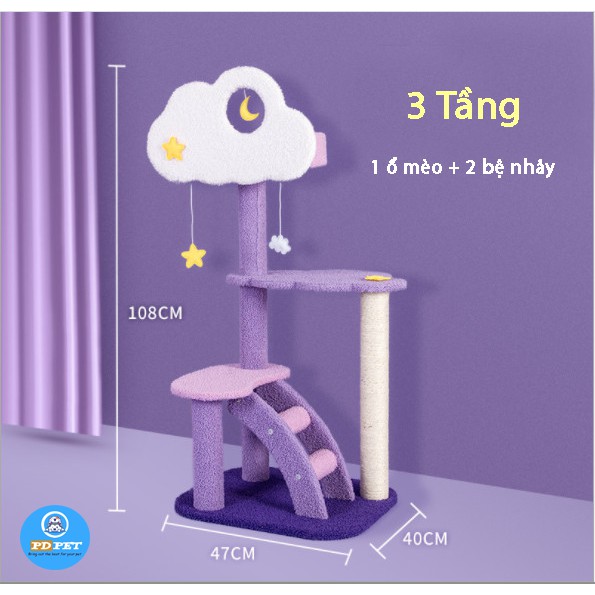 Nhà cây cào móng cho mèo cattree giá tốt, đồ chơi cho mèo boss siêu đáng yêu