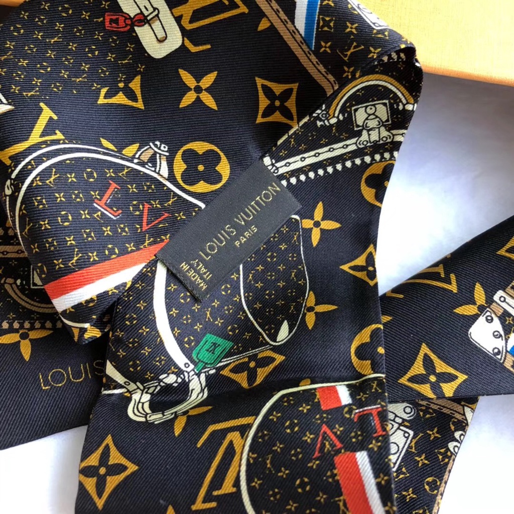 Băng Đô Cài Tóc Ruy Băng Lụa In Chữ Màu Nâu / Đen Thời Trang Cho Nữ