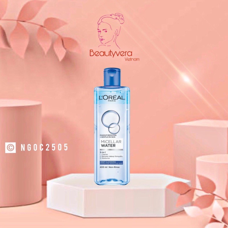 Nước tẩy trang cho mọi loại da L'Oreal Paris 3-in-1 Micellar Water 400ml ( xanh đậm )