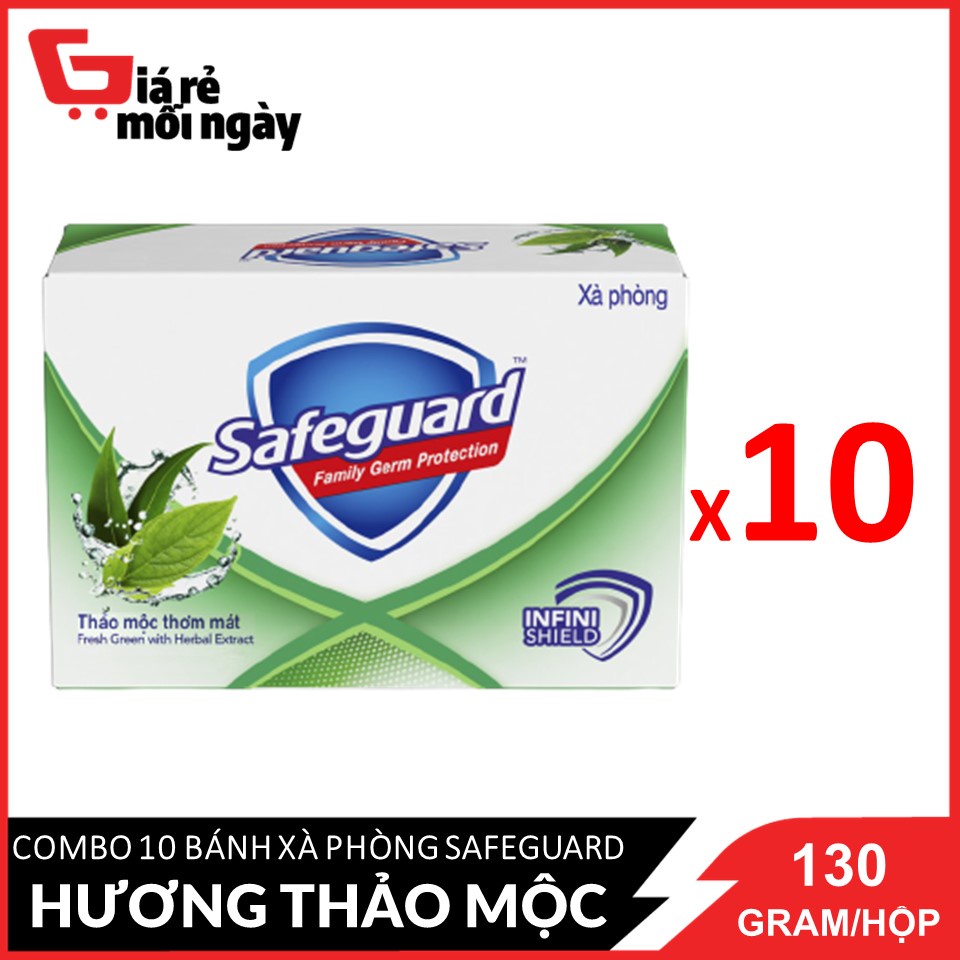 COMBO 10 bánh Safeguard Thảo mộc (Xanh) 130gX10