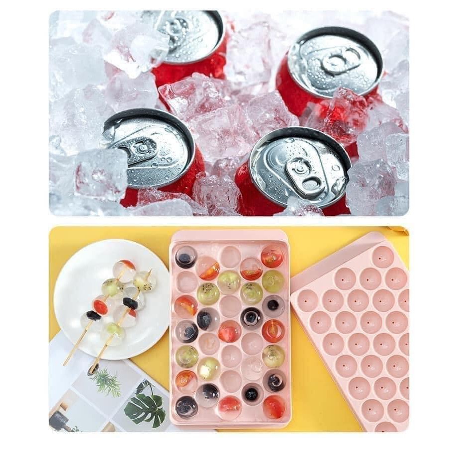 Khay Làm Đá Thạch Bi Nhựa Tròn Làm Hoa Quả Trái Cây Khuôn Đá Viên Tròn 33 Viên Hàng Loại 1