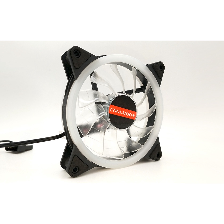 Coolmoon Dual Ring RGB Fan 120mm Low Noise Hydraulic Bearing Gaming PC Cooling Fans for Latop Computer