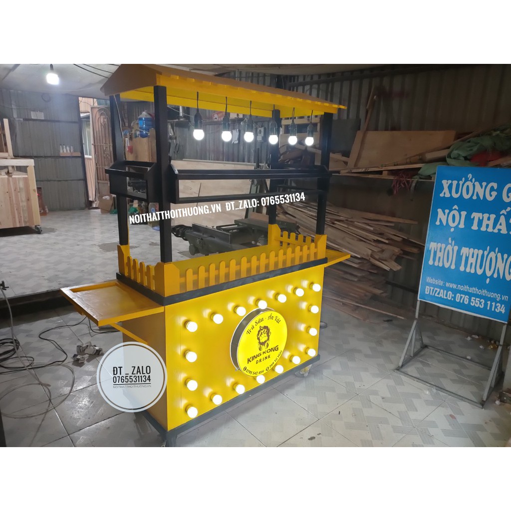 Xe gỗ bán trà sữa, tủ cafe sinh tố nước ép giá rẻ