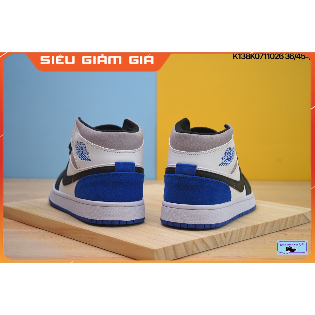 Giày thể thao Air Jordan 1 Mid SE White Black Royal   siêu đẹp dành cho nam và nữ