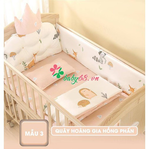 Bộ quây đệm cotton lót nôi cũi cho bé Chilux