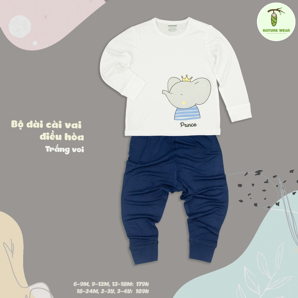 Bộ quần áo dài cài vai điều hòa cho bé Nature Wear - NWC2206051