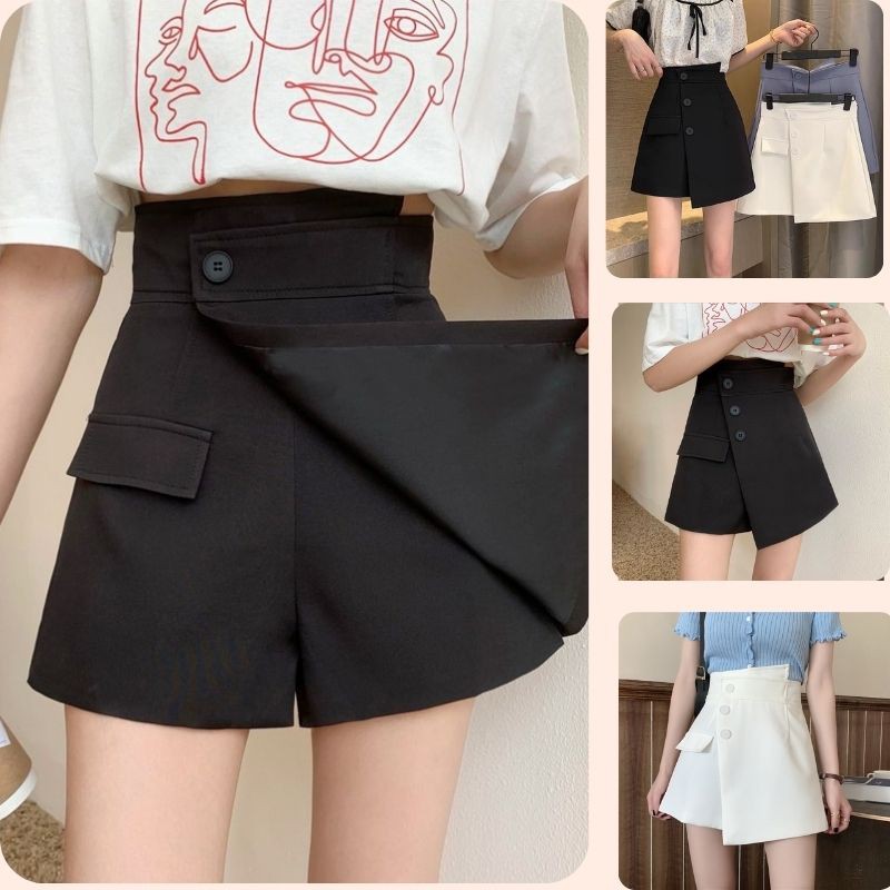 Quần váy cạp cao ống rộng 3 khuy sinh viên công sở mặc siêu xinh VD6 | BigBuy360 - bigbuy360.vn