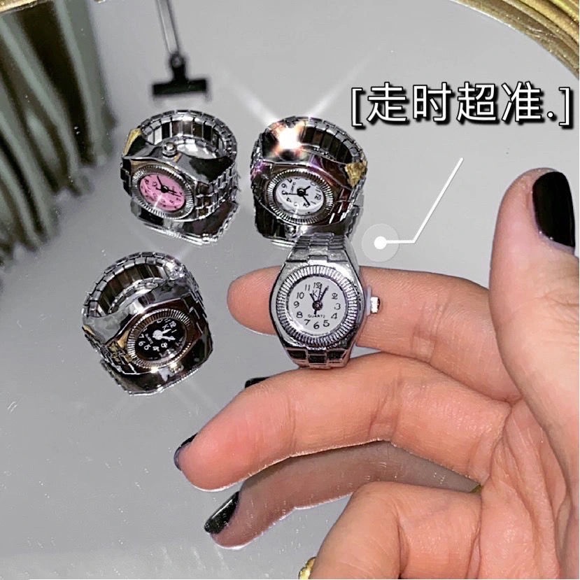 nhẫn đồng hồ Nhẫn phong cách đồng hồ nhỏ xem giờ điều chỉnh kích thước cho nam nữ
