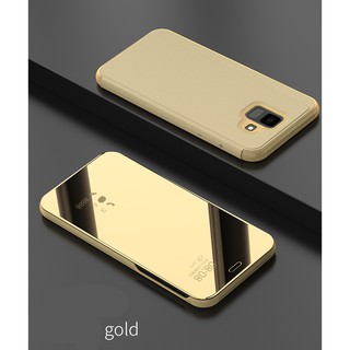 Ốp điện thoại da phối nhựa cứng tráng gương cho Samsung A6 A8 plus 2018