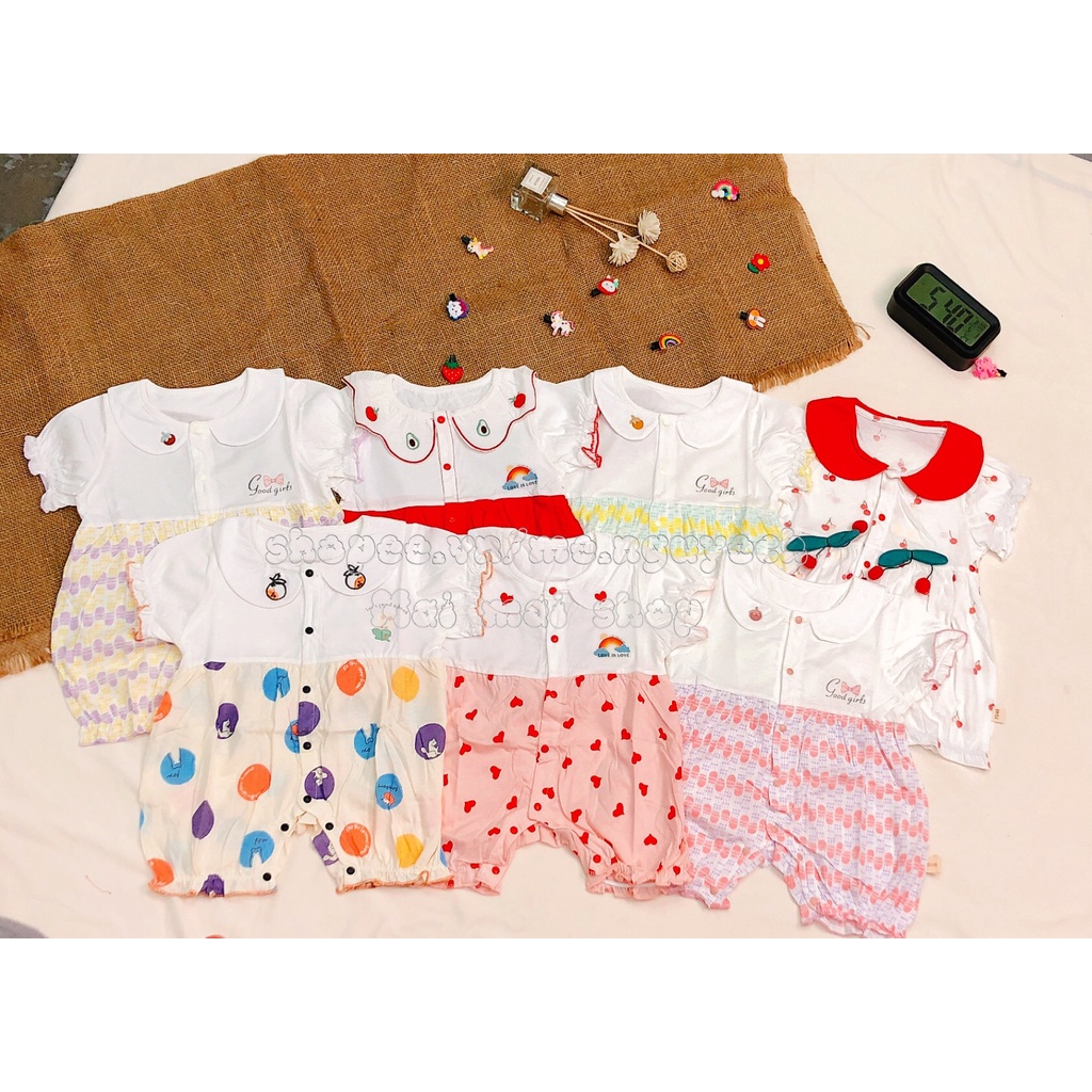 Body đùi CỔ SEN TRẮNG cho bé gái 3-24 tháng - Bộ liền thân cotton mát cho bé gái