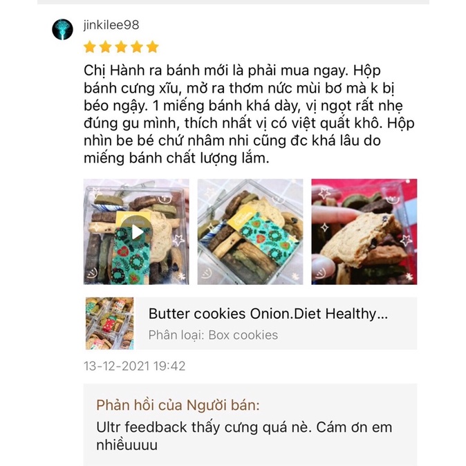 Butter Cookies ONION.Diet Không Đường Mix 3 Vị