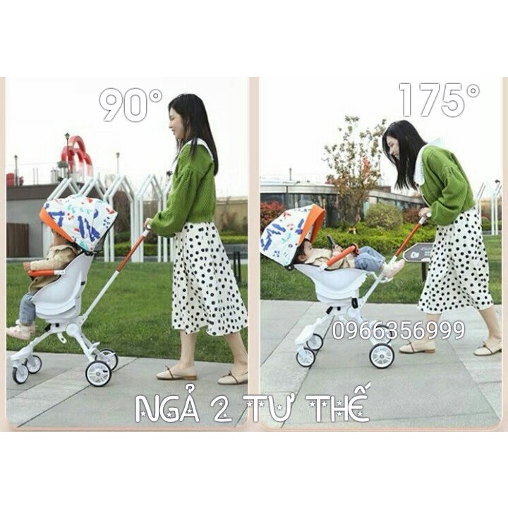 Xe đẩy gấp gọn cho bé X8 Pro đi du lịch, Xe đẩy cho bé 2 chiều ngả 4 tư thế cao cấp