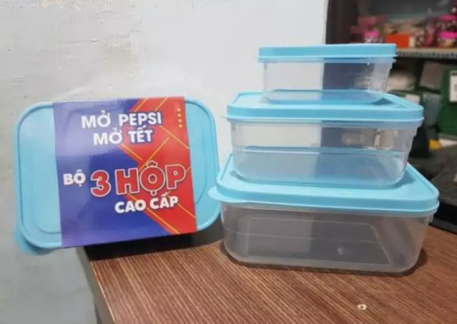 Bộ 3 hộp nhựa pepsi