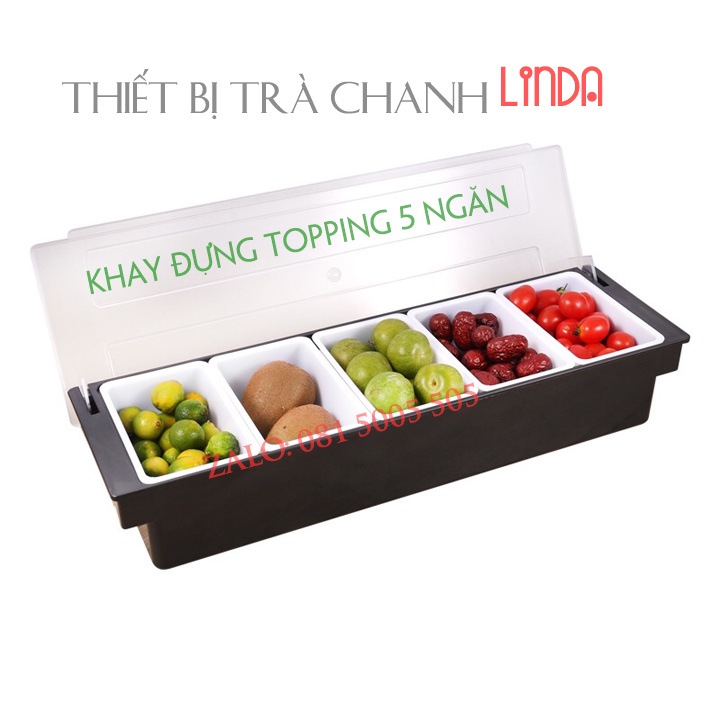 Khay đựng topping nhựa 3 4 5 6 ngăn đựng thạch, hoa quả có nắp đậy sạch sẽ...