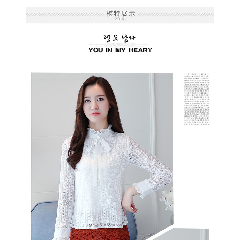 FREESHIP ĐƠN 99K_ Áo kiểu nữ tay dài cổ lọ chất liệu ren hoa thời trang | BigBuy360 - bigbuy360.vn