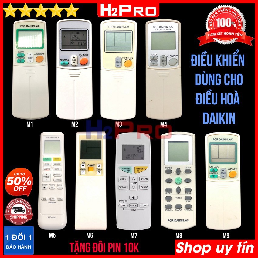 Các mẫu điều khiển dùng cho điều hòa DAIKIN H2Pro cao cấp (1 chiếc), remote cho máy lạnh Daikin (tặng đôi pin 10K)