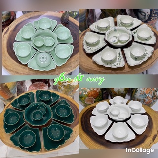 Bộ bát đĩa hoa mặt trời bát tràng- bộ sp 15 món