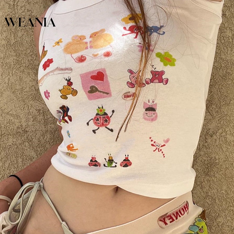 Áo Tank Top In Họa Tiết Dễ Thương Thời Trang Cho Nữ