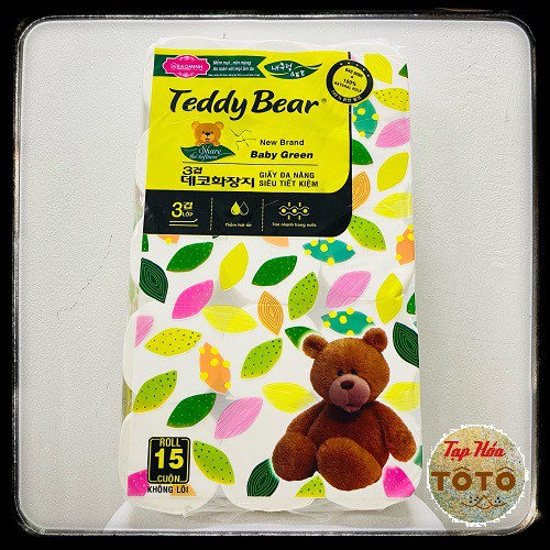 Giấy Vệ Sinh Cao Cấp TEDDY BEAR 15 cuộn không lõi trắng, dai, mịn