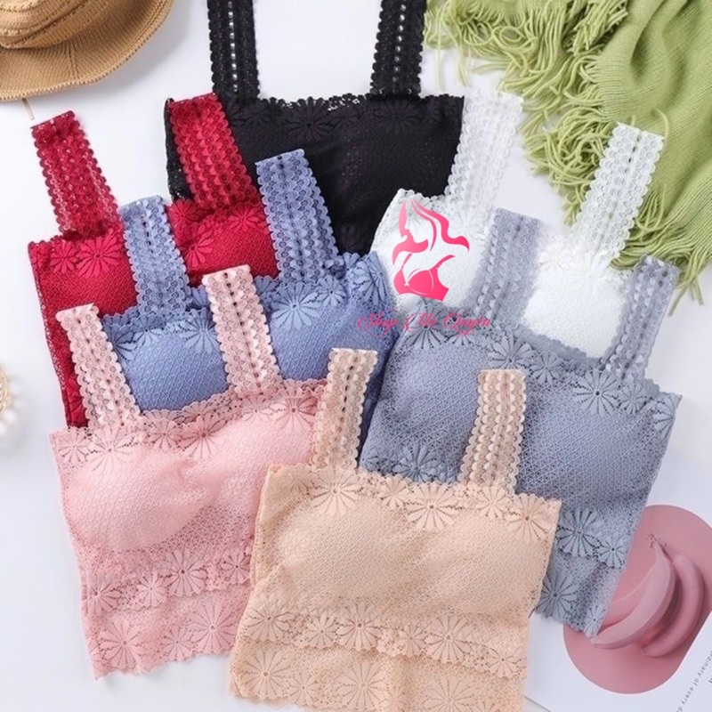 Áo bra ren hoa cúc dây bản to kèm mút ngực xinh xắn cho phái đẹp