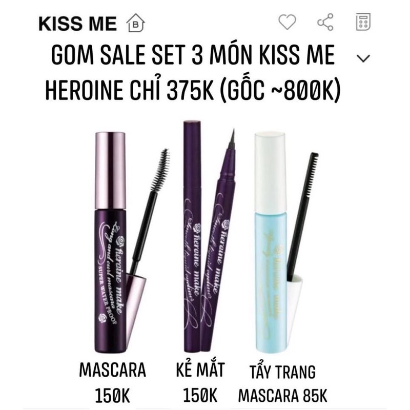 Set Mascara - Kẻ mắt - Tẩy trang mắt KISS ME Heroine | BigBuy360 - bigbuy360.vn