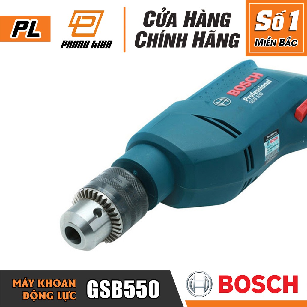 Máy Khoan Động Lực Bosch GSB 550 (13MM-550W) - Khoan Sắt/Gỗ/Tường, Bắt Vít, Siết Bu Lông - Hàng Chính Hãng