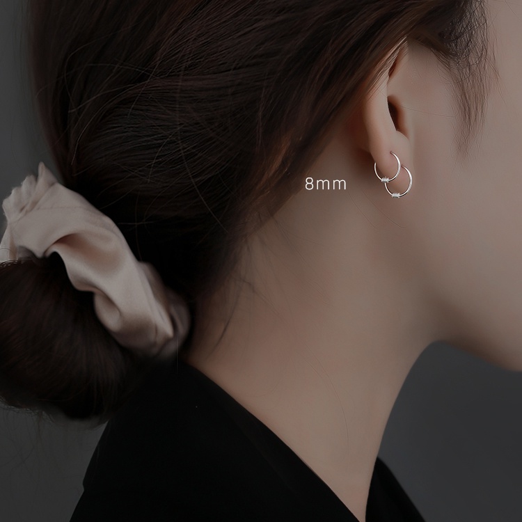 Khuyên Tai Bạc Khuyên Tai Tròn Bộ Khuyên Tai Tròn Nhỏ Màu Bạc Đơn Giản Cho Nữ