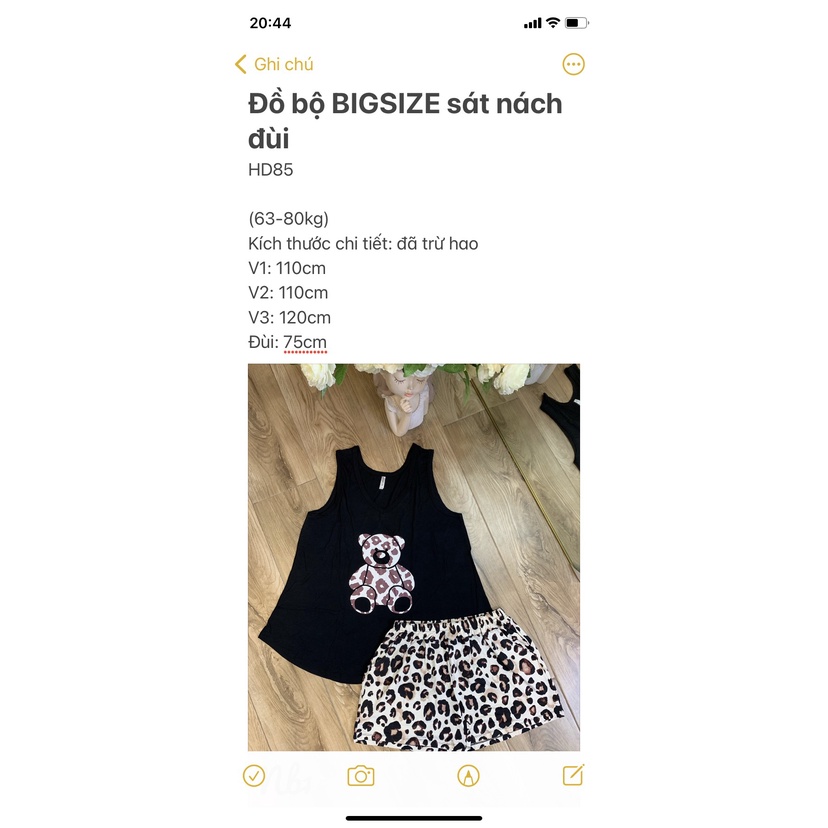 Đồ bộ bigsize đùi sát nách thun cotton 4 chiều. Hongduyen2188.