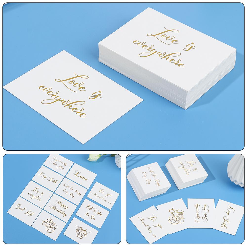 Set 50 Thiệp Chúc Mừng Sinh Nhật Màu Trắng Kích Thước 6x8cm|Tem