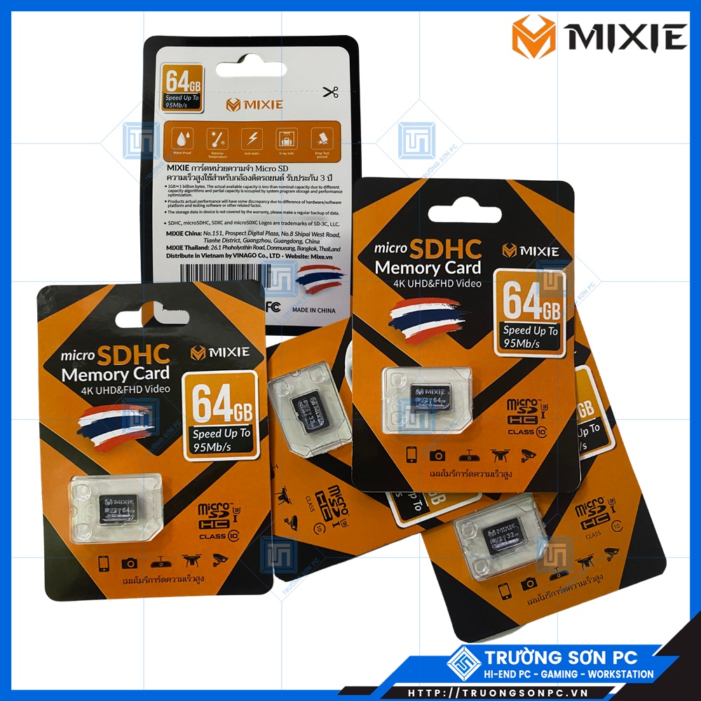 Thẻ Nhớ MIXIE 64GB Strontium Micro SDHC Memory Card 4K UHD&amp;FHD Video Class 10 | Speed Up To 95Mb/s