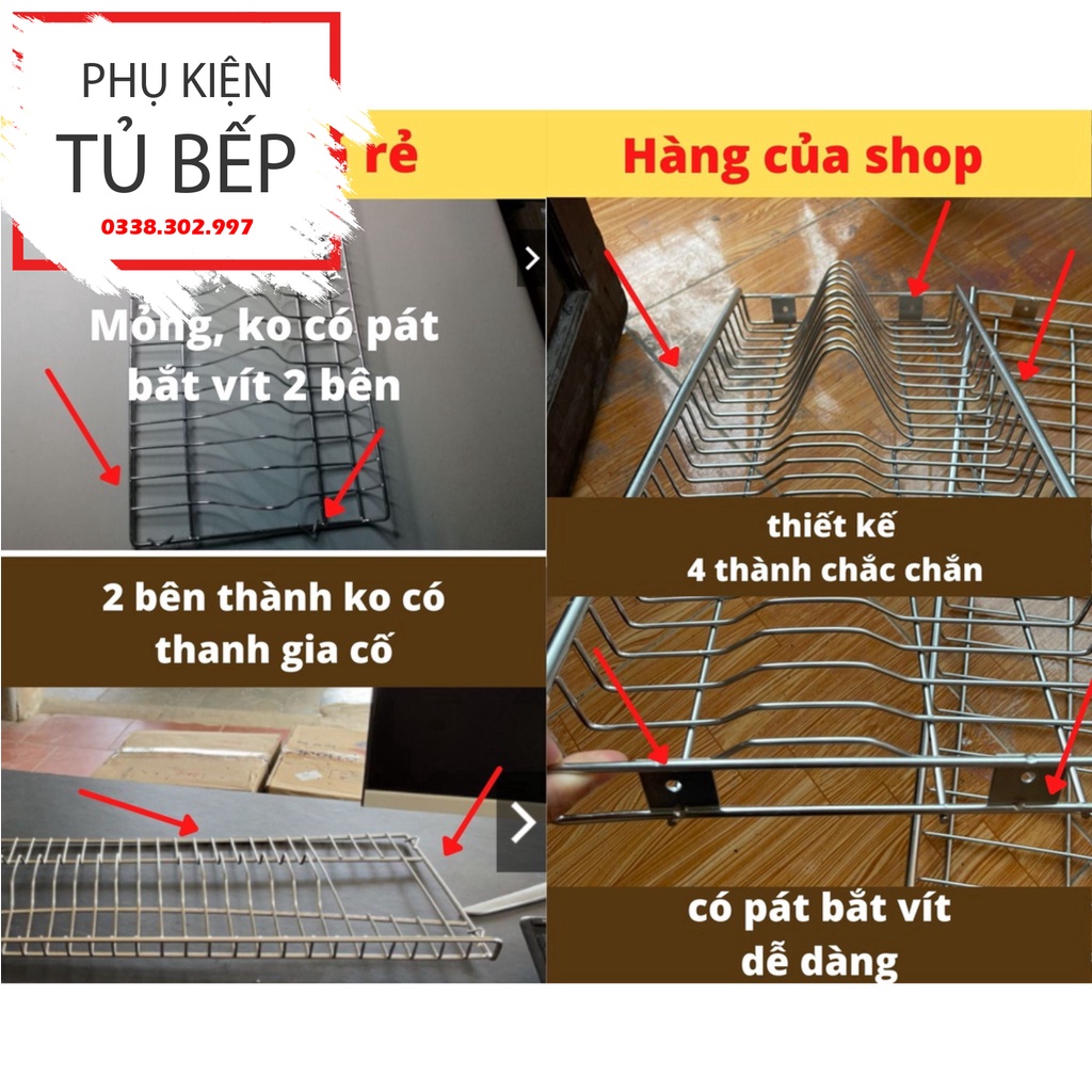 Giá úp bát đĩa inox không gỉ lắp trong tủ bếp, kệ chén bát inox trong tủ bếp