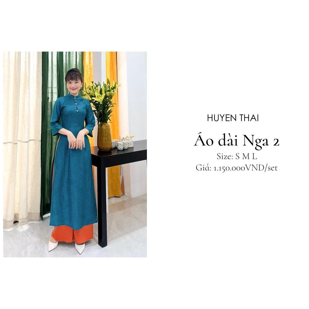 ÁO DÀI TRƠN DÁNG EO ĐÍNH CÚC | HUYENTHAI