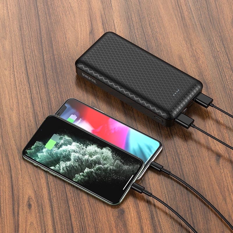 ✅SẠC DỰ PHÒNG Borofone BJ3A 20.000mAh Power Bank With Cable 2 cổng ra USB- Hàng chính hãng