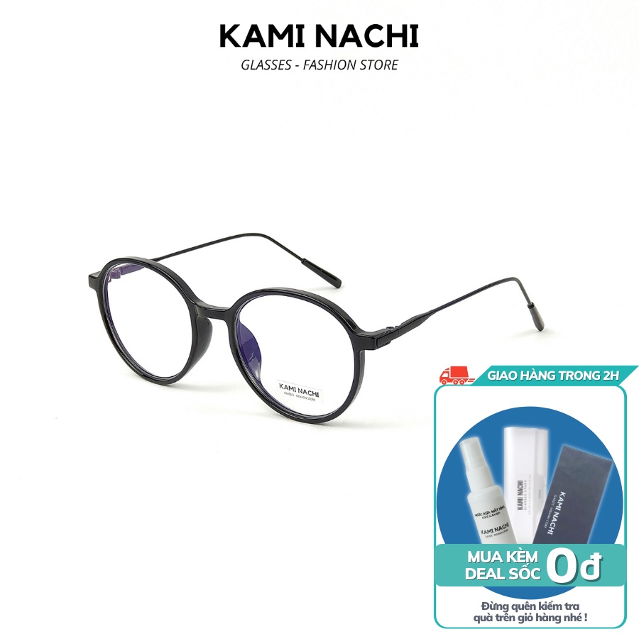 Gọng kính thời trang nam nữ KAMI NACHI dáng tròn phối chân kim loại phong cách đơn giản 301 [CÓ THỂ LẮP TRÒNG CẬN]