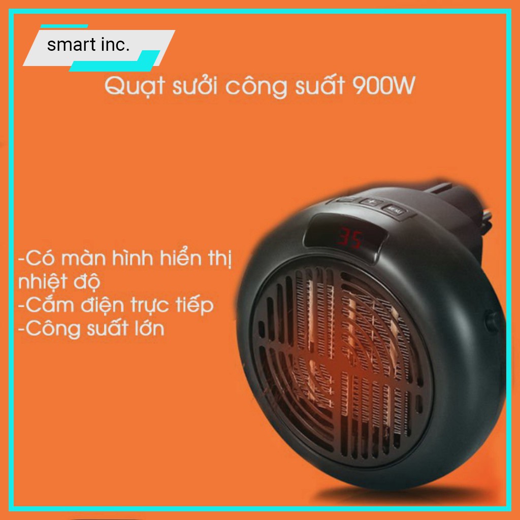 Quạt Sưởi Ấm Điều Hòa Nhiệt Độ Mùa Đông Cầm Tay Để Bàn Mini Treo Tường Cắm Điện Máy Sưởi Ấm Nóng Văn Phòng Ngủ 900w