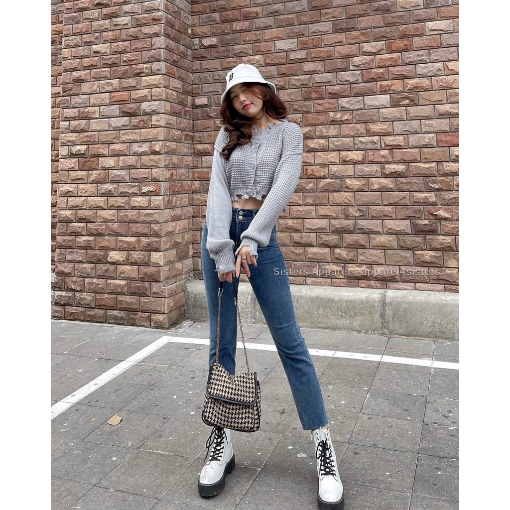 Quần skinny jeans ống đứng 2 nút - QJ094 (Xanh/ Đen)