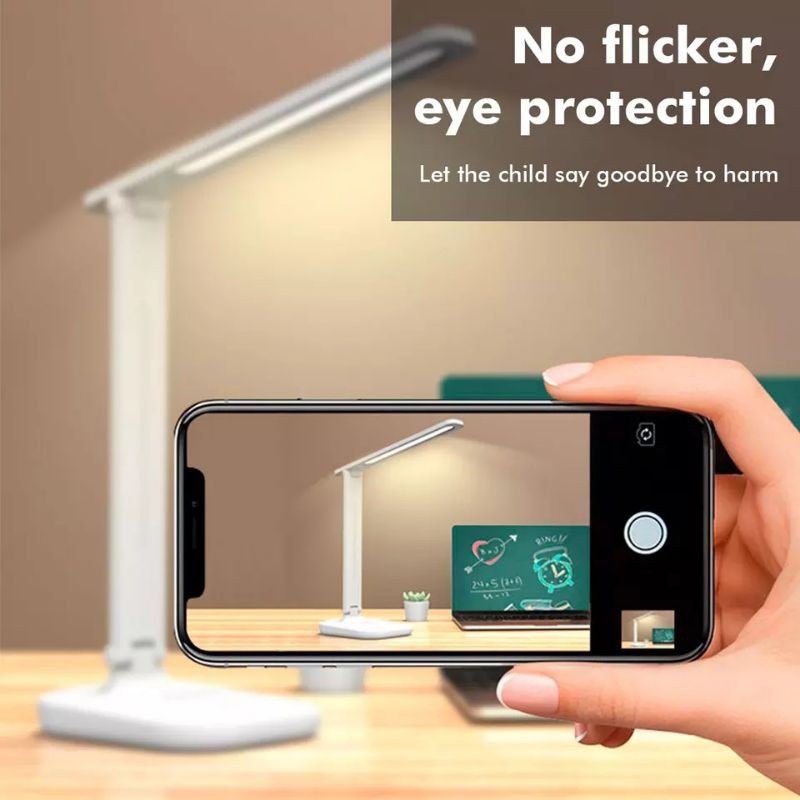 Đèn Bàn Học Đọc Sách, Làm Việc  LED Chống Cận, Cảm Ứng Tích Điện Gập 2 Chỗ